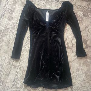 Black sparkle velour dress